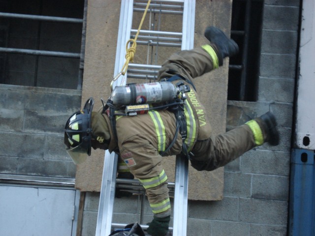 FF Van Horn spins around on the ladder